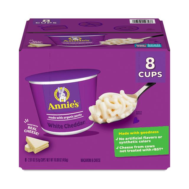 Annie's Microwavable Mac & Cheese, White Cheddar 8 cups (2.01 oz each)