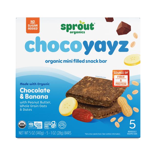 Sprout Organics ChocoYayz Mini Filled Snack Bars, Chocolate & Banana 5 bars (1 oz each)