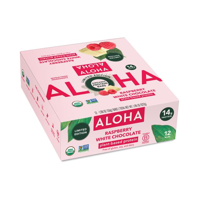 Aloha Protein Bar, Raspberry White Chocolate 12 bars (1.98 oz each)