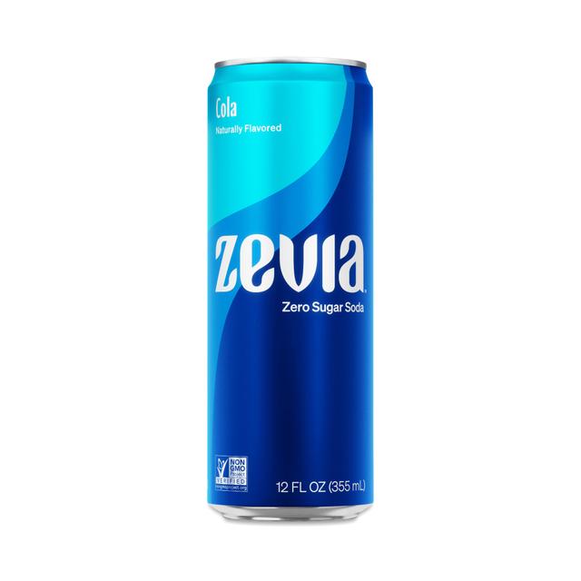 2-Pack Zevia Zero Sugar Soda, Cola 12 fl oz can