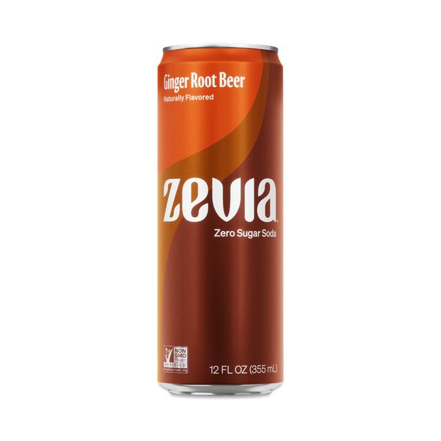 2-Pack Zevia Zero Sugar Soda, Ginger Root Beer 12 fl oz can