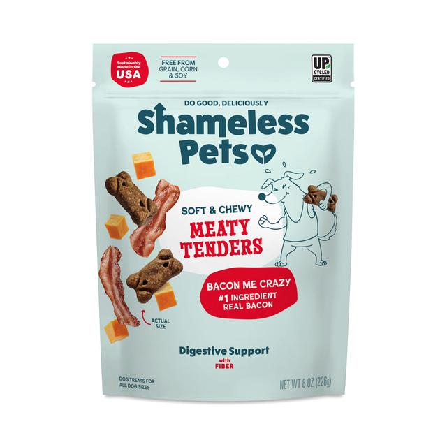 Shameless Pets Meaty Tenders Dog Treats, Bacon Me Crazy 8 oz pouch