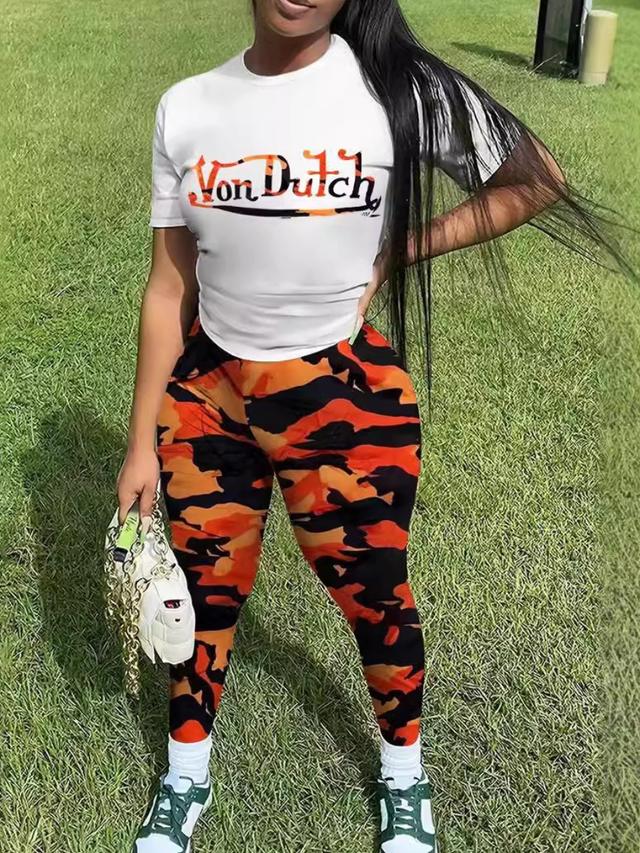 LW Pattern Print Two-piece Pants Set