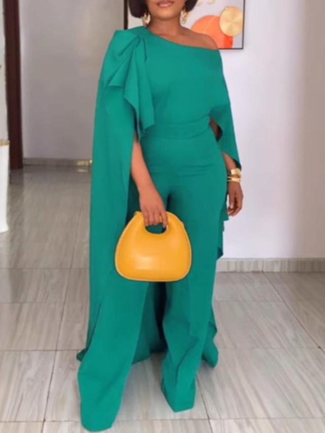 LW Plus Size Asymmetrical Solid Color Jumpsuit 2X