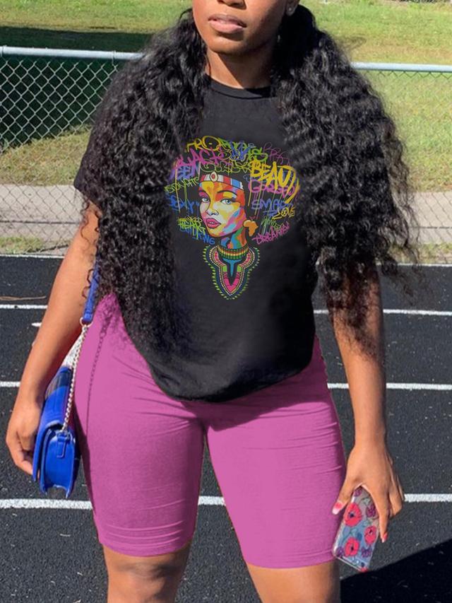 Plus Size Graffiti Print Shorts Set - Vibrant Street Style 4X