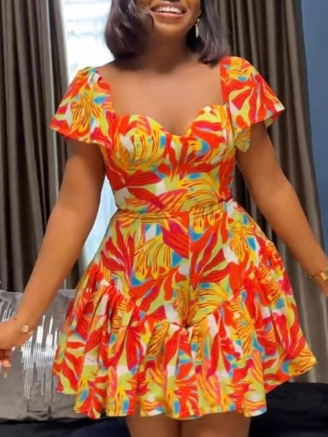 LW Plus Size Pressed Pleat Medium Flower Print Romper 2X