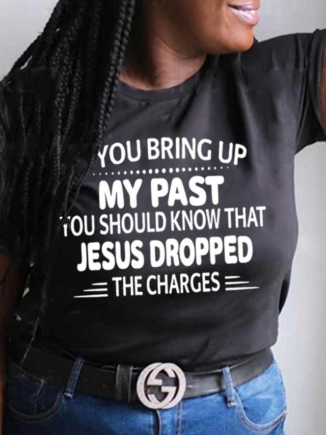 LW Plus Size My Past Letter Print T-shirt 5X