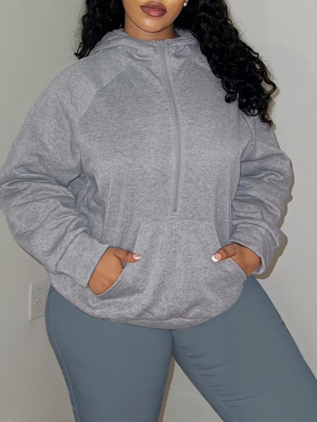 LW Plus Size Pocket Design Solid Color Sweatshirt&Hoodie 3X
