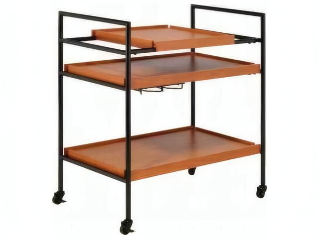 Oaken Wood Brown Honey Oak Black Bar Cart