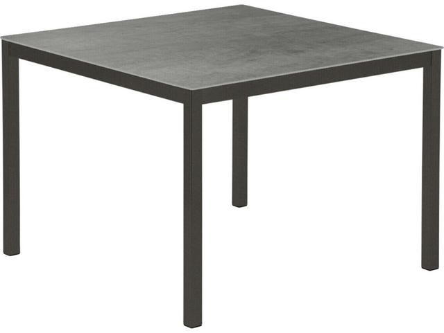 Equinox Square Dining Table Graphite Powder-Coated Stainless Steel Dusk Ceramic