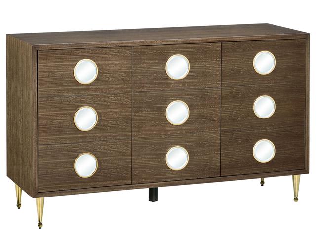 Colette 60" Tawny Brown Polished Brass Mirror Accent Chest