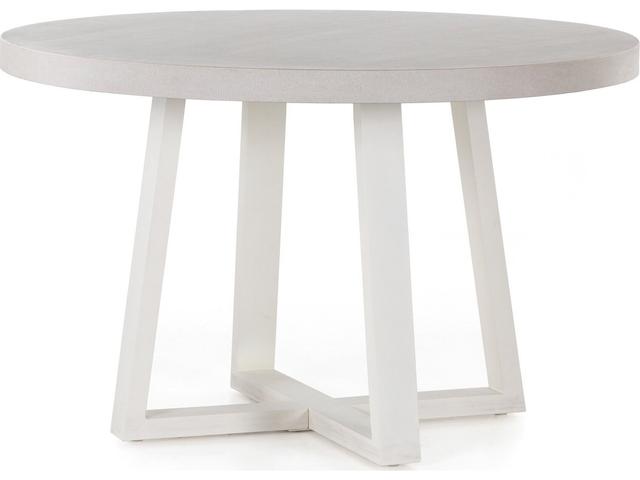 Four Hands Outdoor Constantine Natural White Iron 47.25" Round Dining Table