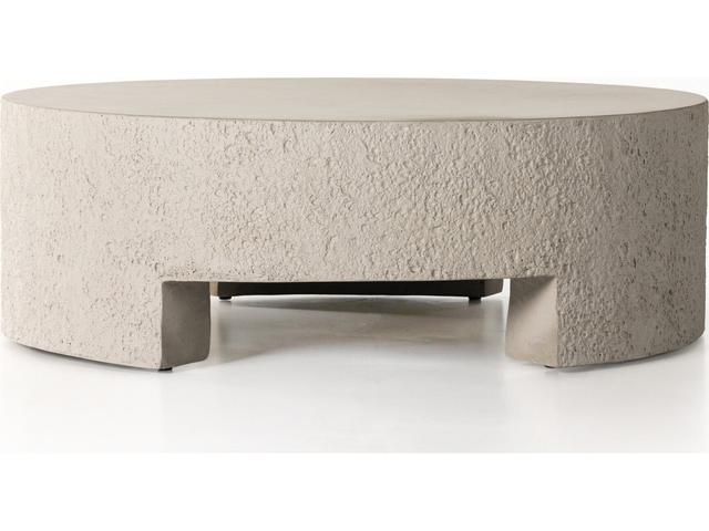 Four Hands Outdoor Constantine Blanc White / Matte Concrete Round Coffee Table