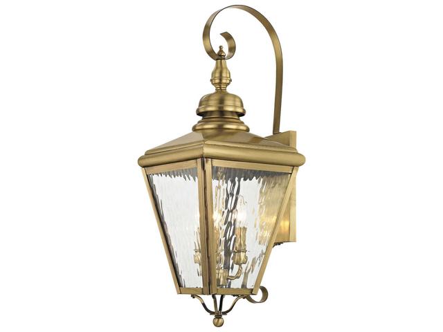 Livex Lighting Cambridge 3 - Light Outdoor Wall in Antique Brass