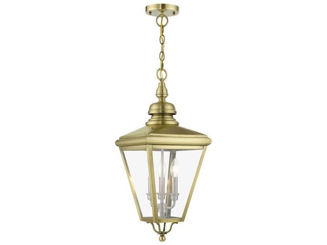 Livex Lighting Adams 3 - Light Outdoor Hanging in Antique Brass Brushed Nickel
