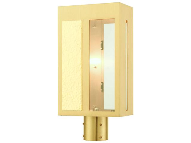 Livex Lighting Lafayette 1 - Light Outdoor Post in Satin Brass