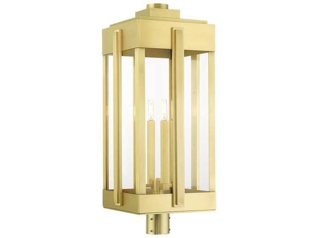 Livex Lighting Lexington 4 - Light Outdoor Post in Natural Brass