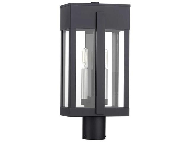 Livex Lighting Berksford 2-Light Outdoor Post Light in Black Brushed Nickel