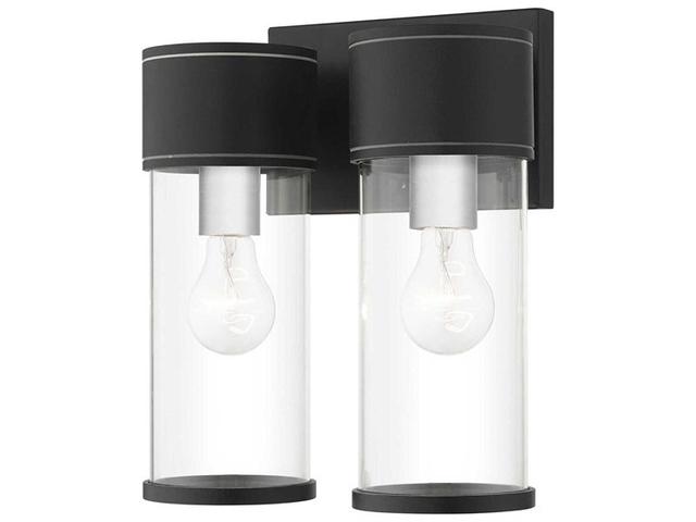 Livex Lighting Atlantic 2 - Light Outdoor Wall in Textured Black Antique Silver