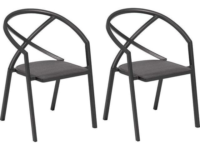 Oxford Garden Azal Aluminum Carbon Outdoor Patio Dining Arm Chair Set of 2