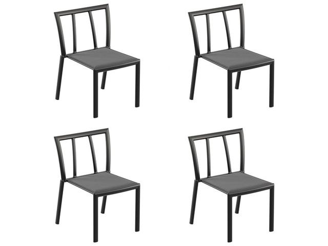 Oxford Garden Markoe Aluminum Carbon Stackable Outdoor Dining Side Chair Set of 4