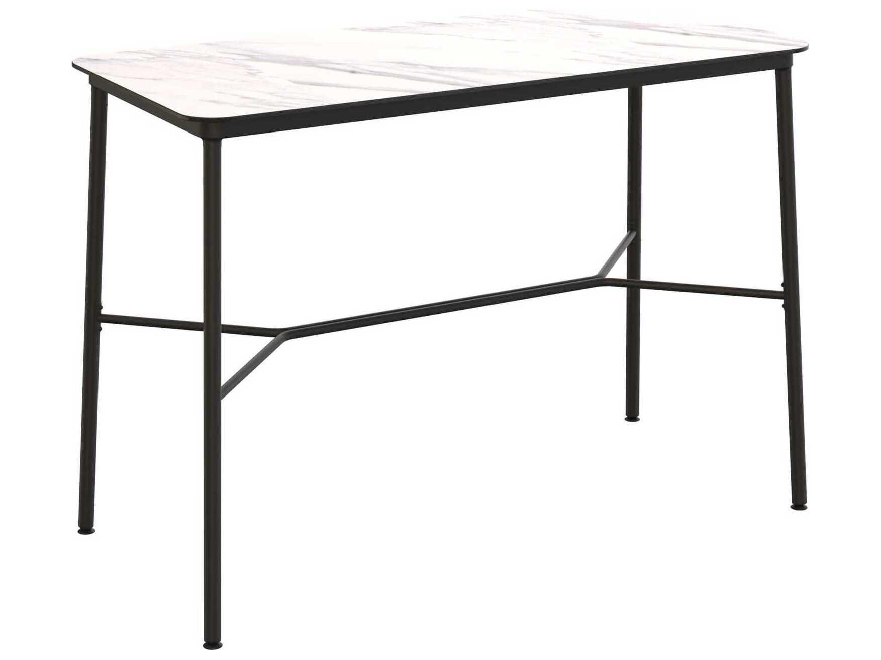 Hub Rectangular Bar Table White Marble 150x70