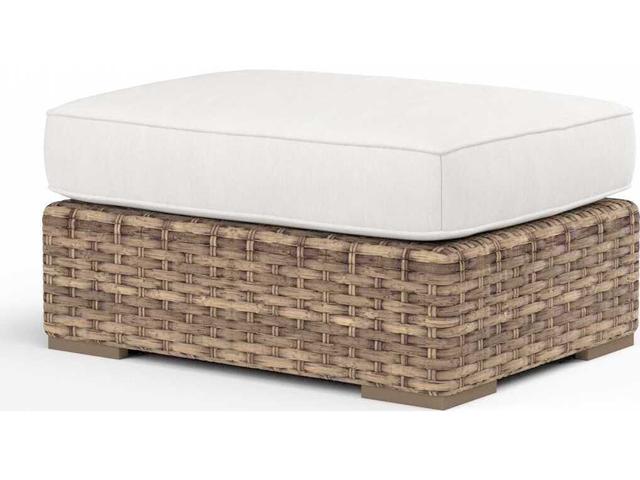 Sunset West Havana Medium Wood Wicker Cushion Ottoman