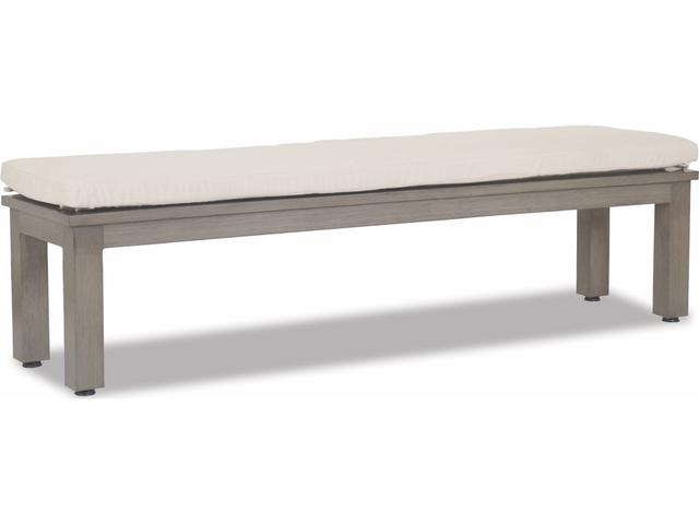 Sunset West Laguna Aluminum Cushion Outdoor Bench in Canvas Flax