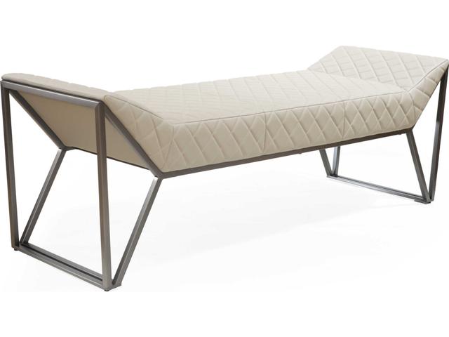 Mylo Light Grey Black Faux Leather Accent Bench