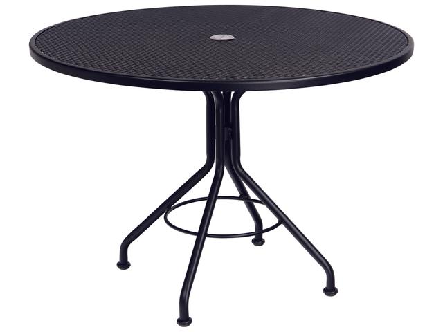 Woodard Wrought Iron Mesh Round Patio Dining Table with Umbrella Hole