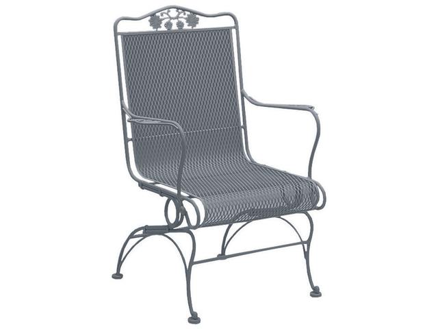 Woodard Briarwood Wrought Iron High Back Coil Spring Outdoor Patio Lounge Chair with Cushion