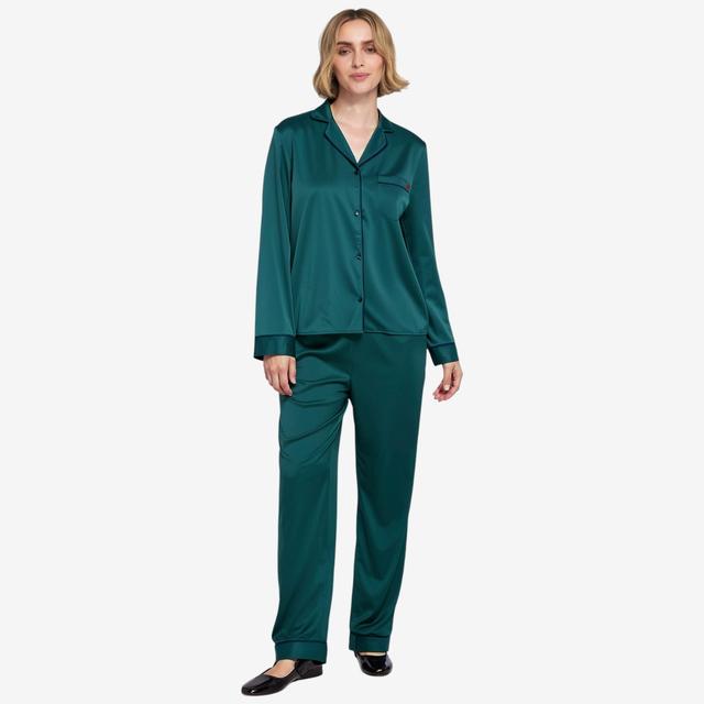 ELLE Satin PJ Set | Style: Spruce/Navy | Size: Small | by TSC
