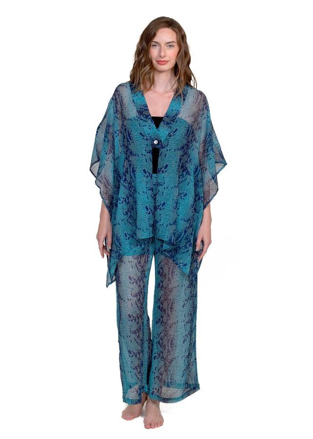 LATTELOVE Latte Love Chiffon Poncho Coverup | Style: Turquoise | Size: XL | by TSC