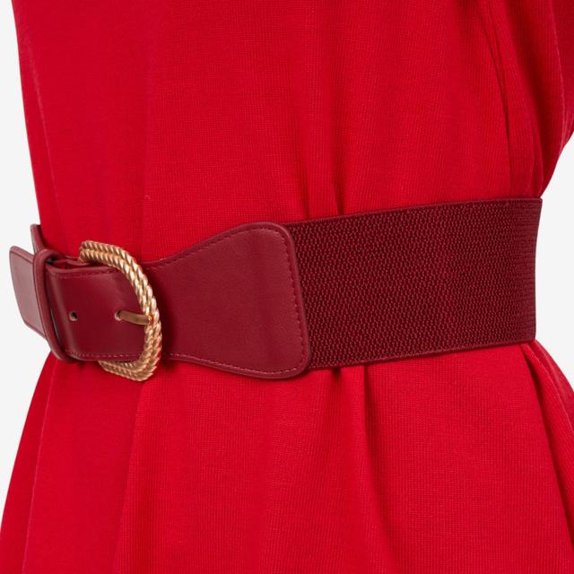 Kim & Co. Elegant Buckle Elasticated Belt | Style: Bordeaux | Size: XS/Small | by TSC