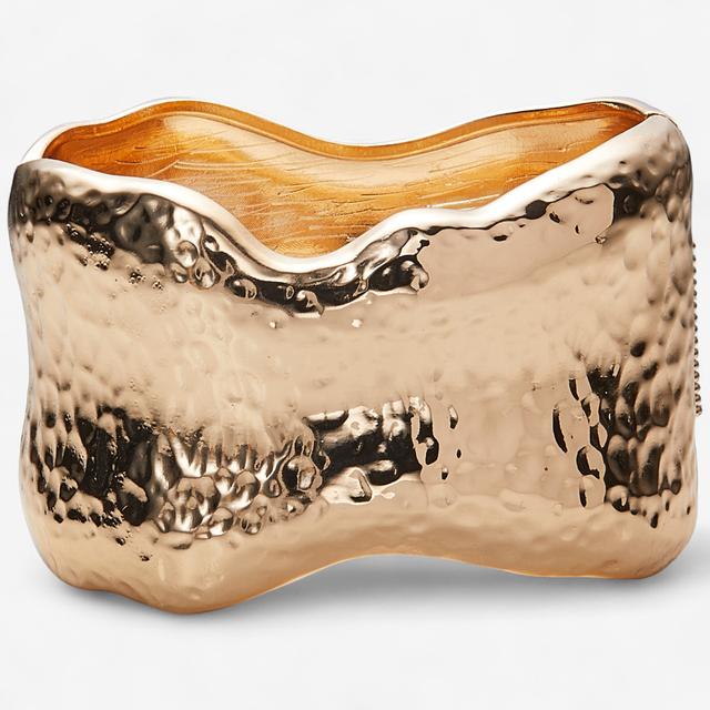 Kim & Co. Hammered Wide Hinge Cuff | Style: Gold | Size: Large/XL | by TSC