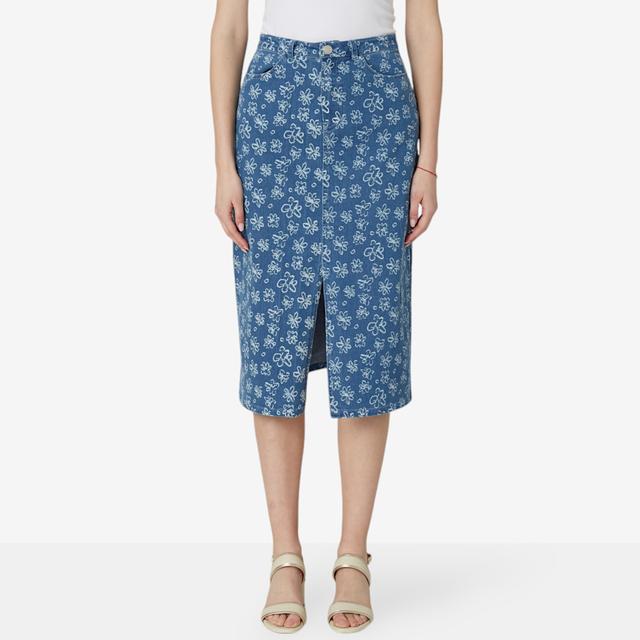 Modern Identity Denim Skirt with Front Slit | Style: Novelty Denim | Size: 1X | by TSC