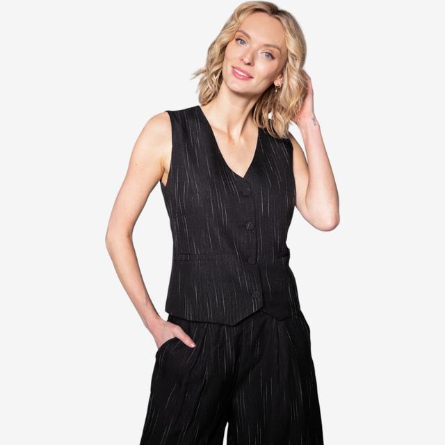 Modern Identity Button Front Vest | Style: Black/White | Size: 1X | by TSC