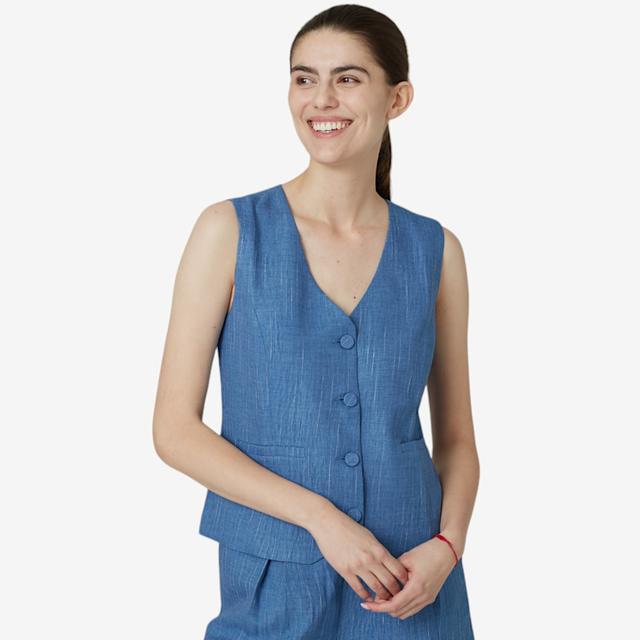 Modern Identity Button Front Vest | Style: Blue | Size: 1X | by TSC