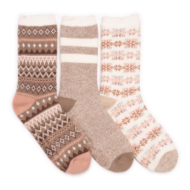 Muk Luks Jojoba Infused Cozy Lined Lounge Socks (set of 3) | Style: Mocha Mousse | by TSC