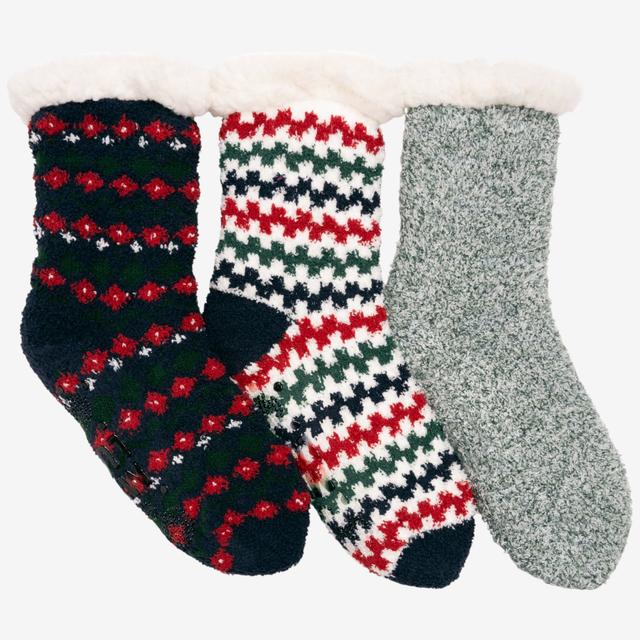 Muk Luks Women's Aloe Infused Cozy Tall Cabin Socks (set of 3) | Style: Juniper | Size: Small/Medium | by TSC
