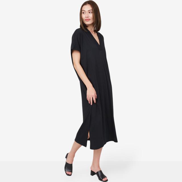 N Natori Breeze Cotton Knit V-Neck Caftan | Style: Black | Size: XL | by TSC