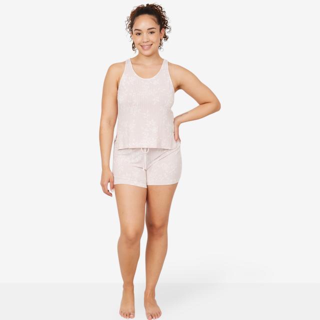 N Natori Natori Edit Aria Printed Rib Short Set | Style: Shell Pink | Size: Medium | by TSC