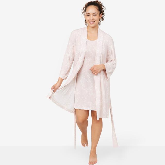 N Natori Natori Edit Aria Printed Rib Robe | Style: Shell Pink | Size: Small | by TSC