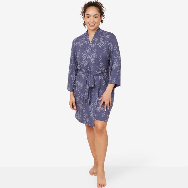 N Natori Natori Edit Aria Printed Rib Robe | Style: Twilight Blue | Size: Small | by TSC