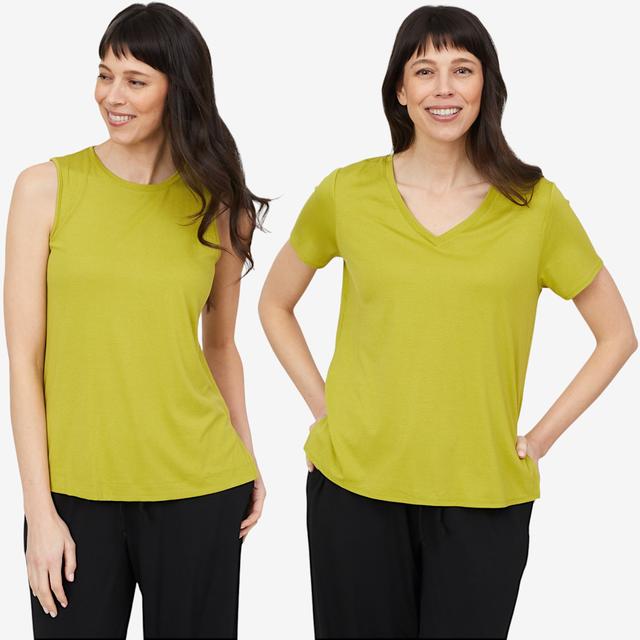 Wynnelayers Wynne Style V-Neck T-Shirt and Crew Neck Tank Top (two-pack) | Style: Moss | Size: Small | by TSC