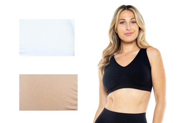 Rhonda Shear Shapewear Shear Cotton Ahh Bra (3-pack) | Style: Blk/Wht/Bge | Size: XS | by TSC