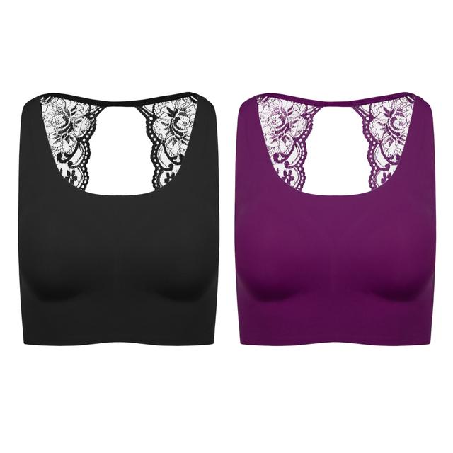 Rhonda Shear Shapewear Shear Invisible Edge Bra with Lace Back (2-pack) | Style: Black/Purple | Size: 3X | by TSC