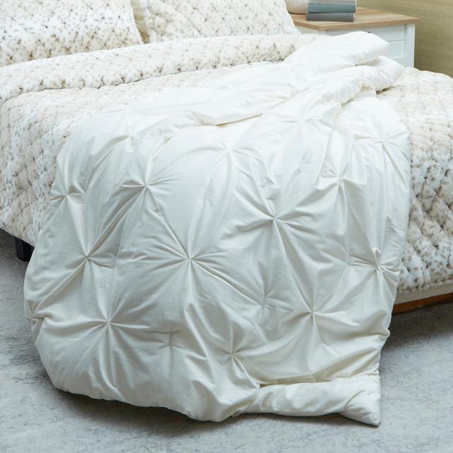 Guillaume Velvet Pintuck Throw | Style: Ivory | by TSC