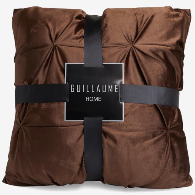Guillaume Velvet Pintuck Deco Pillow | Style: Espresso Brown | by TSC