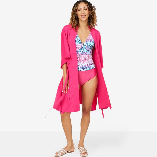 Byron Bay Mia Belted Cover-Up Kimono | Style: Fuchsia | Size: Large/XL | by TSC
